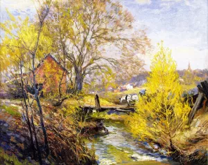 Landscape with Stream by Mathias J Alten Oil Painting