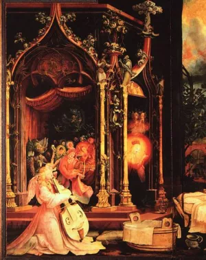 The Isenheimer Altarpiece Detail of Celebrating Angels; Lefthand Portion of Central Panel by Matthias Gruenewald Oil Painting