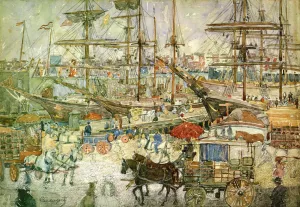 Docks, East Boston by Maurice Brazil Prendergast Oil Painting