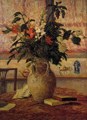A Bouquet of Flowers in front of a Window Oil painting by Maxime Maufra