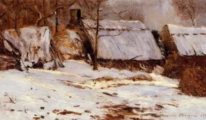 Cottages in the Snow by Maxime Maufra Oil Painting