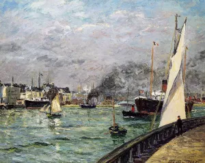 Departure of a Cargo Ship, Le Havre by Maxime Maufra Oil Painting