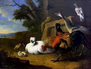 The Poultry Yard by Melchior De Hondecoeter Oil Painting