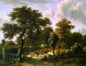 The Travelers by Meyndert Hobbema Oil Painting