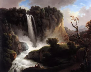 Italian Landscape with a Waterfall by Michael Wutky Oil Painting