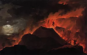 The Summit of Vesuvius Erupting by Michael Wutky Oil Painting