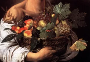 Boy with a Basket of Fruit Detail by Caravaggio Oil Painting