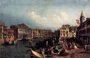 The Grand Canal with the Ca' Rezzonico and the Campo San Samuele by Michele Marieschi Oil Painting