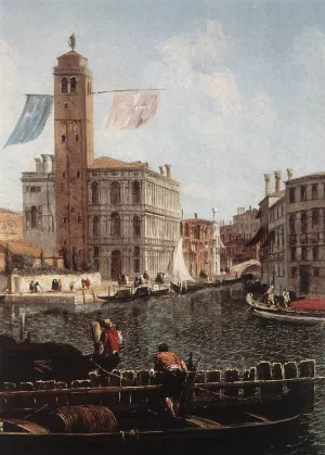 The Grand Canal with the Fishmarket Detail by Michele Marieschi Oil Painting