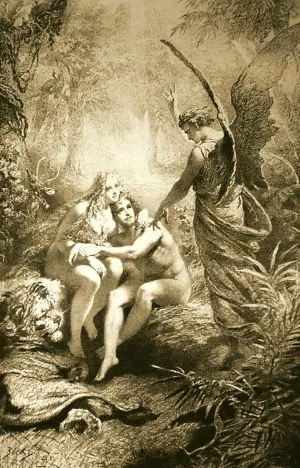Illustration to Imre Madach's The Tragedy of Man: In the Paradise (Scene 2) Oil painting by Mihaly Zichy