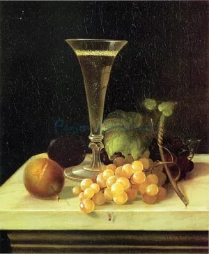 Still Life Wine Glass and Fruit by Morston Ream Oil Painting