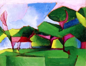 Abstract Landscape Oil painting by Morton Livingston Schamberg