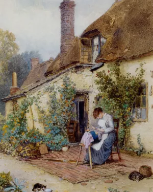 A Lace Maker by Myles Birket Foster Oil Painting
