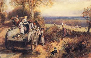 A Peep at the Hounds, Here They Come! by Myles Birket Foster Oil Painting