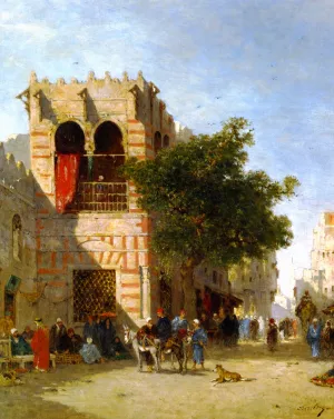 A Busy Street - Cairo by Narcisse Berchere Oil Painting