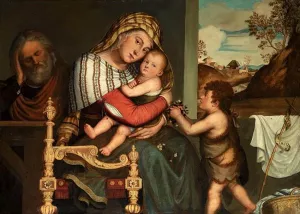 The Holy Family with the Infant St John the Baptist by Niccolo Frangipane Oil Painting