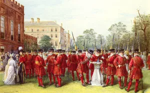 The Parade Of The Yeomen Of The Guard At Clarence House by Nicholas Chevalier Oil Painting