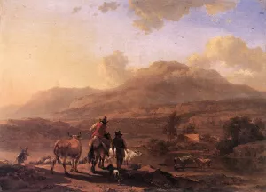 Italian Landscape at Sunset by Nicolaes Berchem Oil Painting