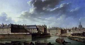 The Eastern Tip of Ile Saint-Louis by Nicolas-Jean-Baptiste Raguenet Oil Painting