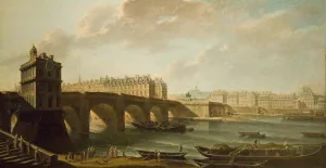 The Pont Neuf and the Samaritaine by Nicolas-Jean-Baptiste Raguenet Oil Painting