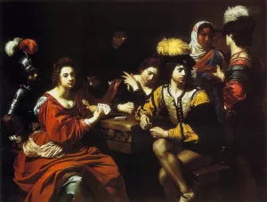 Cardsharps and Fortune Teller by Nicolas Regnier Oil Painting