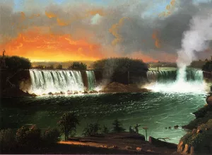 Niagara Falls from Table Rock by Nicolino Calyo Oil Painting