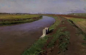 The Banks of a Canal, Near Naples by Nicolino Calyo Oil Painting