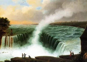 View of Niagara Falls by Nicolino Calyo Oil Painting