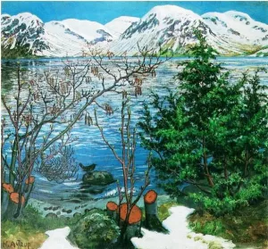 Fugl pa Stein by Nikolai Astrup Oil Painting