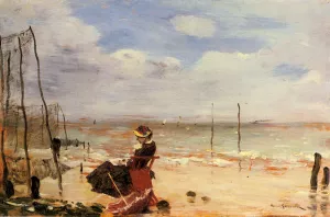 Femme sur la Plage by Norbert Goeneutte Oil Painting