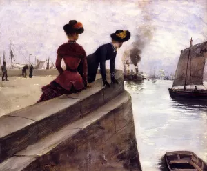 On the Jetty; Le Havre by Norbert Goeneutte Oil Painting