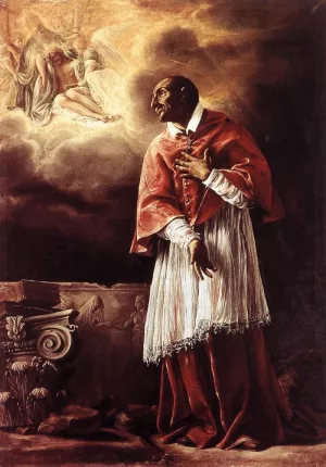St Carlo Borromeo by Orazio Borgianni Oil Painting