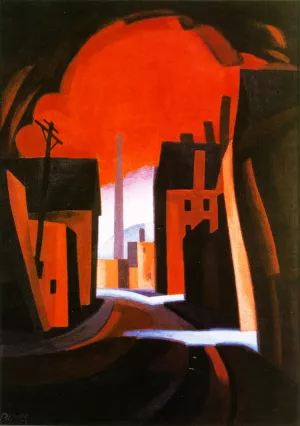 A New England Town by Oscar Bluemner Oil Painting