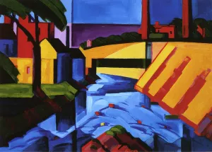 Evening Tones also known as Bronx River at Mr. Vernon Oil painting by Oscar Bluemner