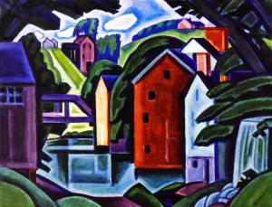 Motive of Space and Form - A New Jersey Village Montville Oil painting by Oscar Bluemner