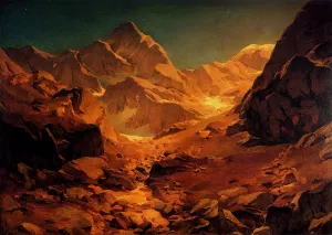 A Mountainous Landscape by Oswald Achenbach Oil Painting