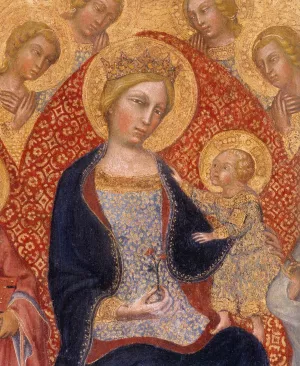 Virgin and Child Enthroned Detail by Paolo Di Giovanni Fei Oil Painting