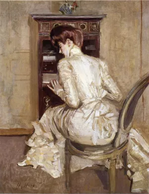 Madame Paul Helleu Seated at Her Secretaire, Seen from the Back by Paul Cesar Helleu Oil Painting