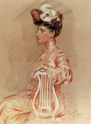 Seated Young Woman by Paul Cesar Helleu Oil Painting