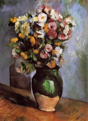 Flowers in an Olive Jar by Paul Cezanne Oil Painting