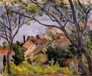 L'Estaque, View through the Trees by Paul Cezanne Oil Painting