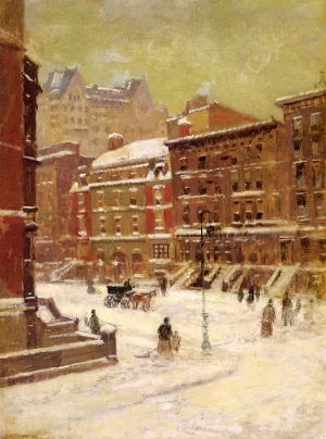 New York City View in Winter by Paul Cornoyer Oil Painting