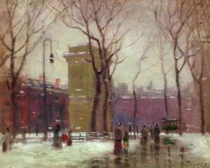 Winter, Washington Square by Paul Cornoyer Oil Painting