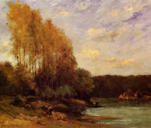 Early Autumn on a Lake by Paul-Desire Trouillebert Oil Painting