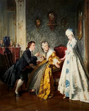 In the Salon by Paul Emanuel Gaisser Oil Painting