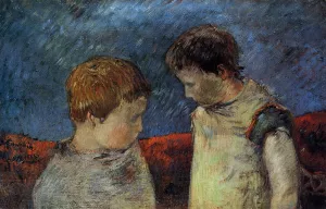 Aline Gauguin and One of Her Brothers by Paul Gauguin Oil Painting