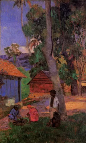 Around the Huts by Paul Gauguin Oil Painting