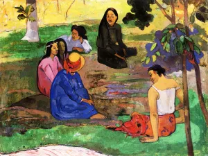 Les Parau Parau Conversation by Paul Gauguin Oil Painting