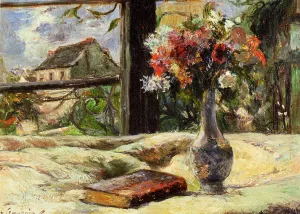 Vase of Flowers and Window by Paul Gauguin Oil Painting