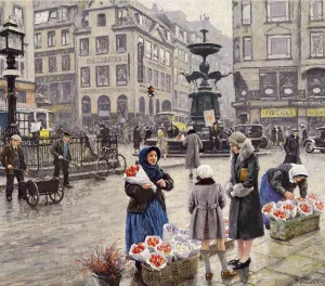A Bunch of Red Tulips by Paul-Gustave Fischer Oil Painting